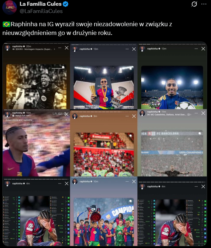 REAKCJA Raphinhii na BRAK MIEJSCA w najlepszej XI roku FIFPRO xD